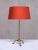 Edvard Hagman Table Lamp in Brass, Elm and Vermillion Shade, Sweden, 1940s For Sale - Image 9 of 12