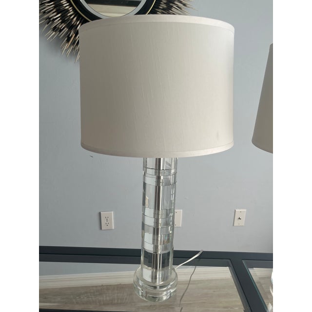 Pair Ralph Lauren Crystal Column Lamps For Sale - Image 16 of 16