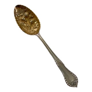 1980s Silver Berry Spoon Partly Gilt , Chesterfield. For Sale