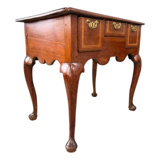 George III Walnut Lowboy Dressing Table, English C. 1770 With Boxwood Stringing For Sale
