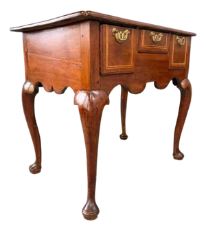 George III Walnut Lowboy Dressing Table, English C. 1770 With Boxwood Stringing