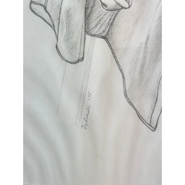 Vintage Quartet of Graphite on Paper Shirt Illustrations, a Set, Circa 1978 For Sale - Image 16 of 17