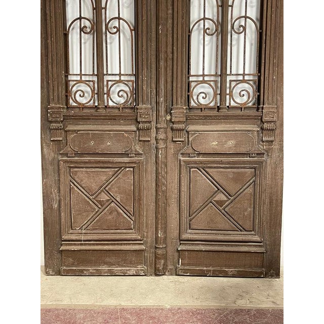 Antique French Doors With Metal - a Pair For Sale - Image 4 of 6