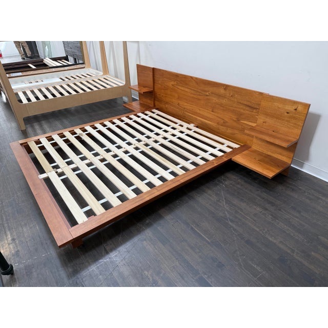 Modern King Size Mark Daniel for Cb2 Andes Acacia Wood Platform Bed + Nightstands For Sale - Image 3 of 12