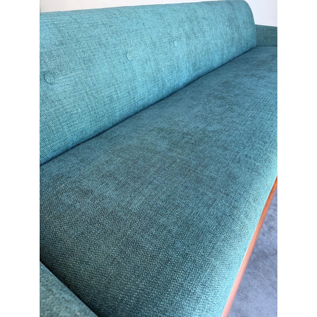 Teal Mid Century Fully Restored Adrian Pearsall Style Gondola Sofa For Sale - Image 8 of 12