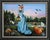 In "Madam X," a figure draped in a flowing blue gown carries a lantern, standing amidst a whimsical landscape filled with...