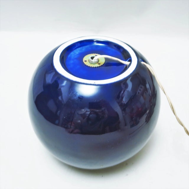 Mid-Century Modern Italian Indigo Ceramic Lamp, 1960s For Sale - Image 3 of 7