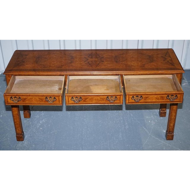 Georgian Style Burr Walnut Console Table from Brights of Nettlebed London For Sale - Image 14 of 18
