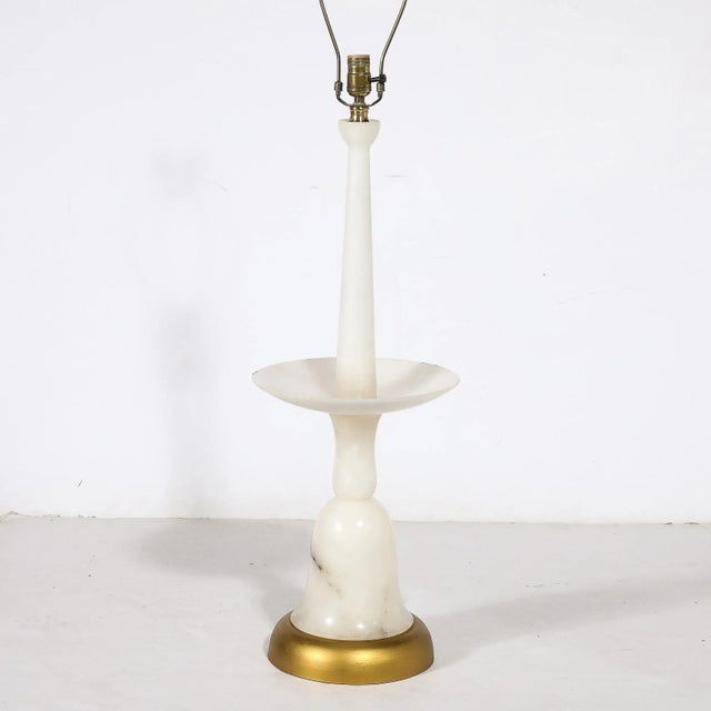 1960s Mid-Century Modernist Sculptural Balustrade Form Table Lamp in Carrera Marble For Sale - Image 5 of 12