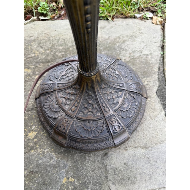 American 1920s Art Nouveau Antique American Stained Glass Lamp For Sale - Image 3 of 10