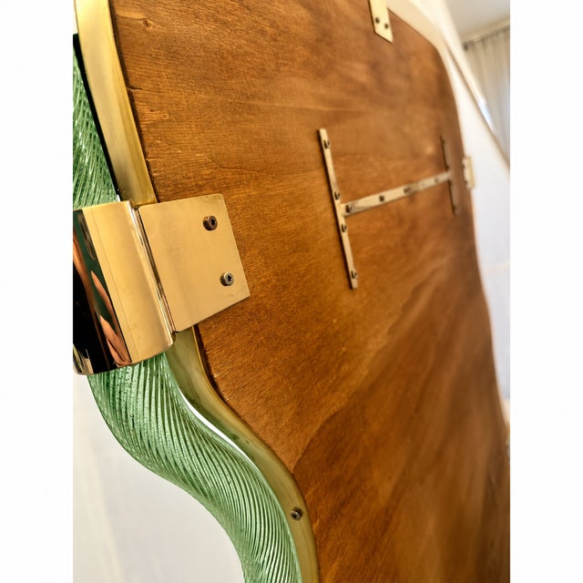 Gold Exclusive SimoEng Designer Mirror With Green Torciglione Murano Glass For Sale - Image 8 of 10