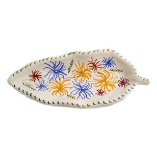 Mid-Century Modern Leaf-Shaped Trinket Dish in Matte Vallauris Earthenware by G. Verboom, 1950s For Sale