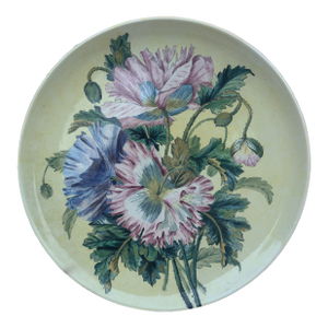 Large French Faience Poppies Platter Circa 1882