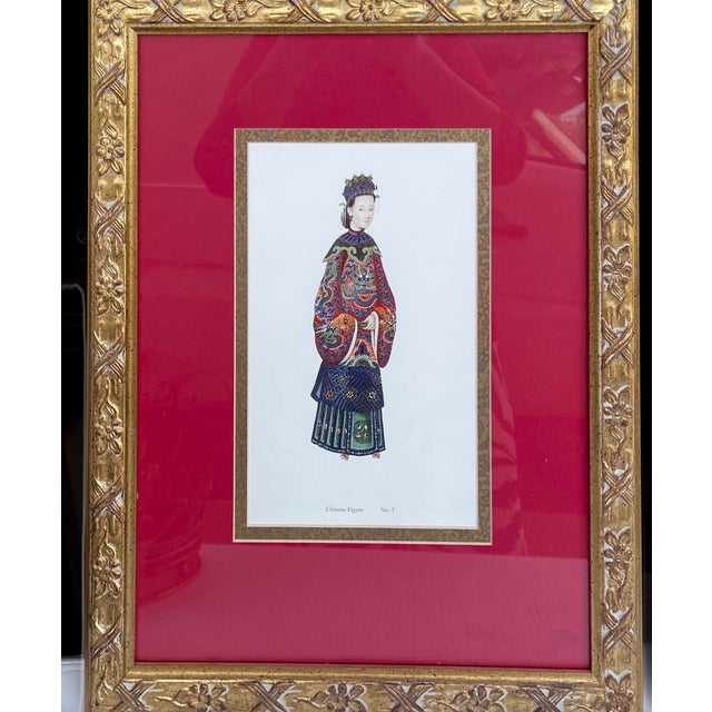 Late 20th Century 20th-C. Gilt Framed & Matted Chinoiserie Qing Dynasty Costume Prints Set of 4 For Sale - Image 5 of 6