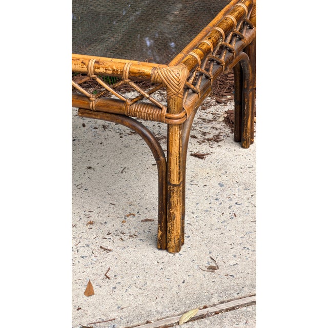 Rattan Cane Bamboo Coffee Table 1960s Tortoise Style For Sale In Savannah - Image 6 of 16