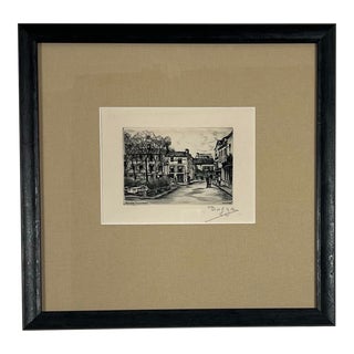 Mid-20th Century Intaglio Print of Montmartre, Paris, Framed For Sale