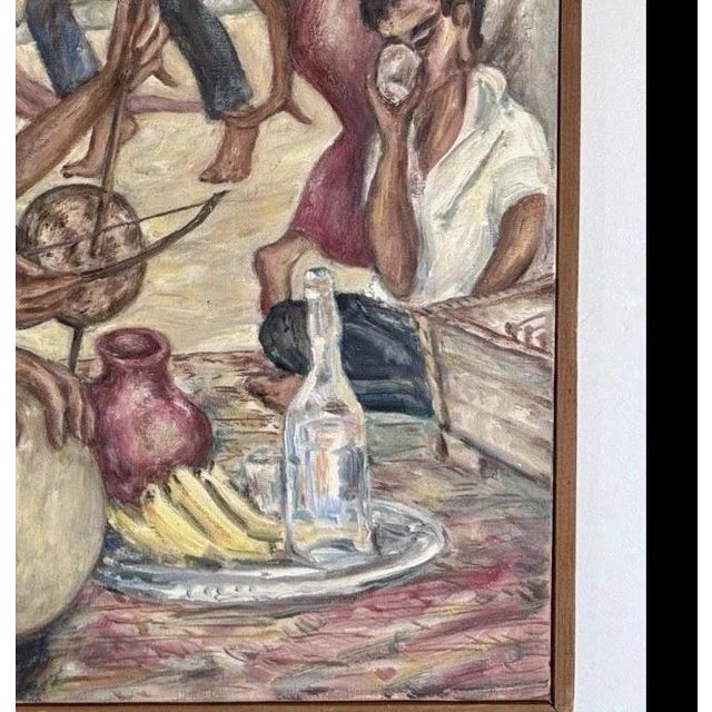Figurative Vintage Mj Beaman Cambodian Dancers Original Canvas Oil Painting Framed Art For Sale - Image 3 of 8