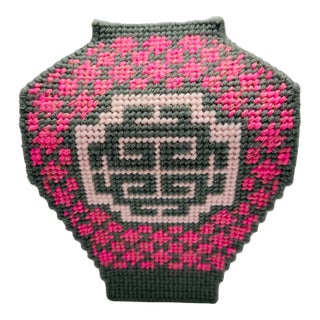 Needlepoint Chinoiserie Decorative Vase For Sale