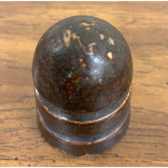 Early 20th Century Antique Brown Ceramic Mushroom Cap Glazed Brown Insulator For Sale - Image 5 of 6