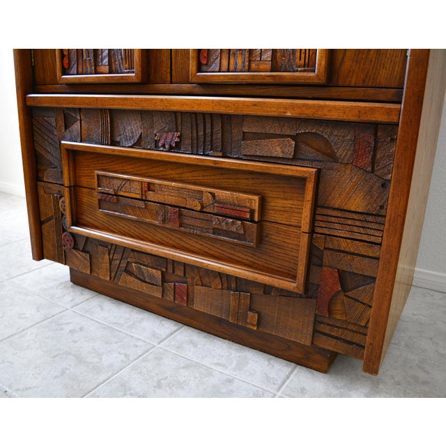 Mid Century Brutalist Style Lane Pueblo Armoire For Sale In Las Vegas - Image 6 of 13