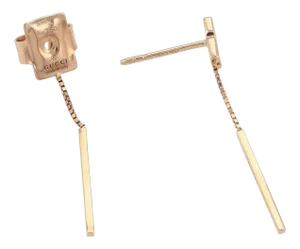 Gucci Logo 18k Pink Gold Double Long Bar Dangle Earrings - 2 Pieces