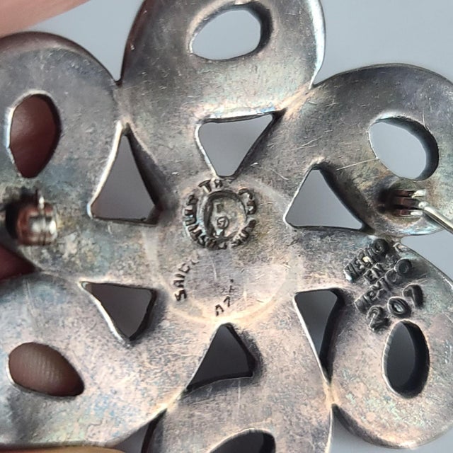 Mid-Century Modern 1970s Los Castillo Mexico Turquoise Malachite Lapis Swirl Sterling Brooch For Sale - Image 3 of 9