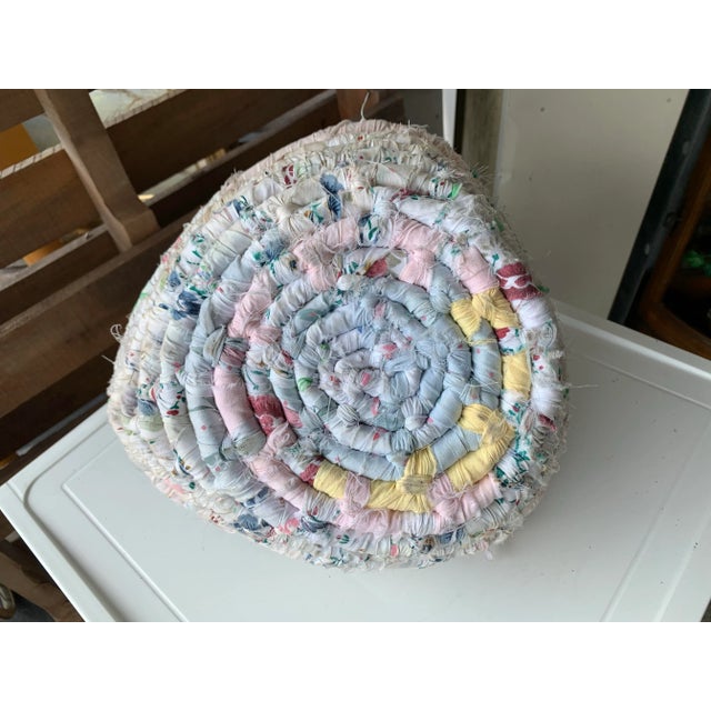 Textile Vintage Heart Shaped Rag Basket With Handle For Sale - Image 7 of 8