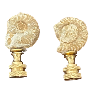 1960s Ammonite Lamp Finials - a Pair
