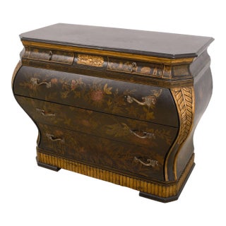 Drexel Heritage Marble Top Painted Bombe Chest For Sale