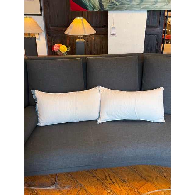 Custom Design Vintage Indigo Lumbar Pillows, Pair For Sale - Image 4 of 12