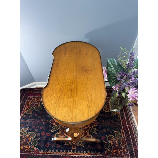 Vintage Baker Furniture Regency Rosewood & Brass Kidney Desk or Console Table For Sale - Image 15 of 16