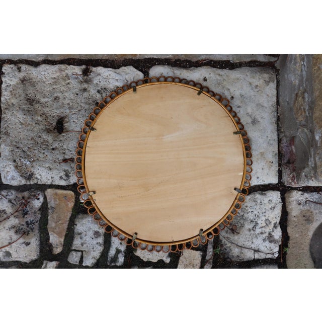 Wood Italian Rattan Wall Mirror by Franco Albini, 1960 For Sale - Image 7 of 8