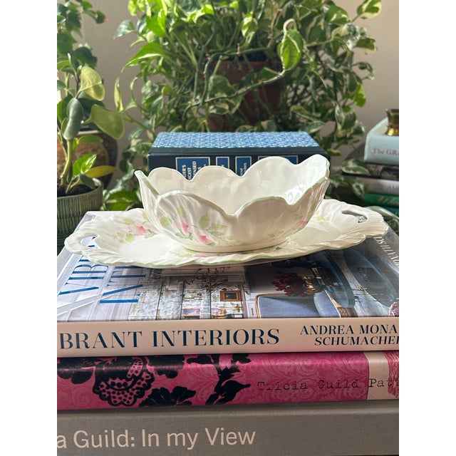 Perfect for a spring tablescape, this berry bowl and underplate are hand decorated with delicate pink and green florals....