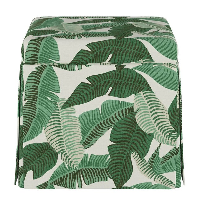 The sleek, fully upholstered design of this ottoman provides a perfect accent piece for any living room environment....