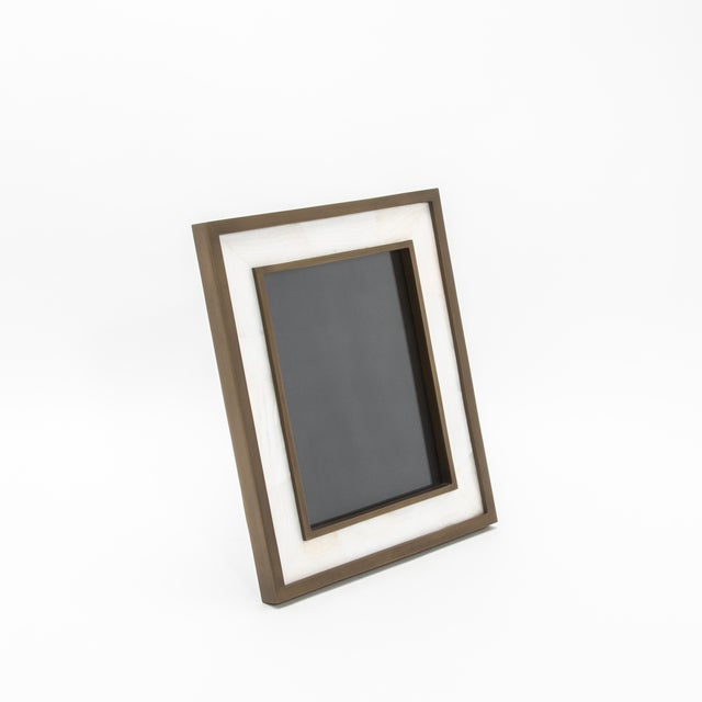 2020s Picture Frame 8x10” in Shell With Brass Details by Kifu Paris For Sale - Image 5 of 11