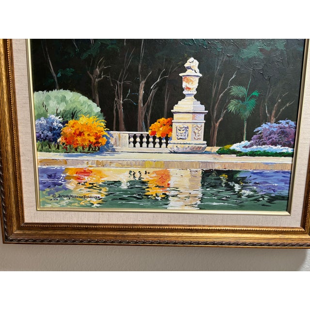 Traditional 1994 Original Oil on Canvas "Viscaya" by Cuban Artist Antonio Moreno Peñalver - Framed For Sale - Image 3 of 7