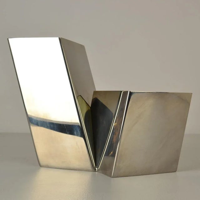 Gray Italian Sculptural Metal Vase, 1960s For Sale - Image 8 of 10