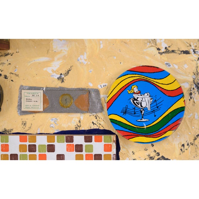 Yellow Assemblage With Cigar Box and the Letter P by Michael Pauker For Sale - Image 8 of 10