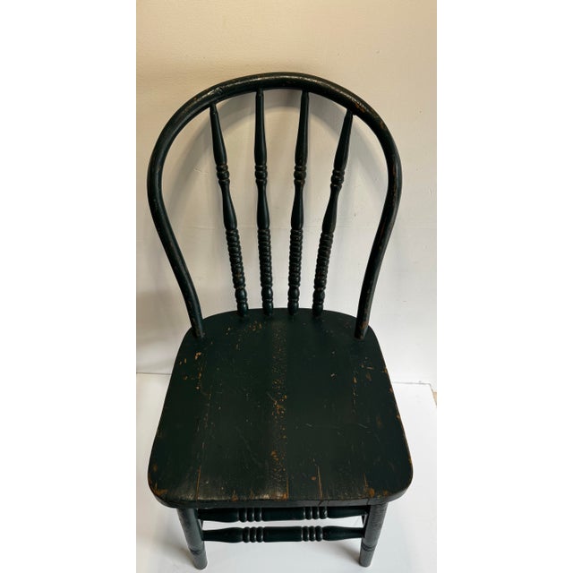 Farmhouse Antique Bow Back Windsor Style Farmouse Chair With Original Patina For Sale - Image 3 of 11