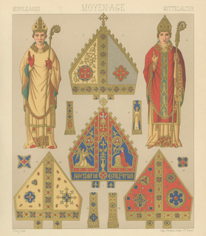 Racinet, Medieval Bishop Vestments & Gothic Mitres, 1888, Paper