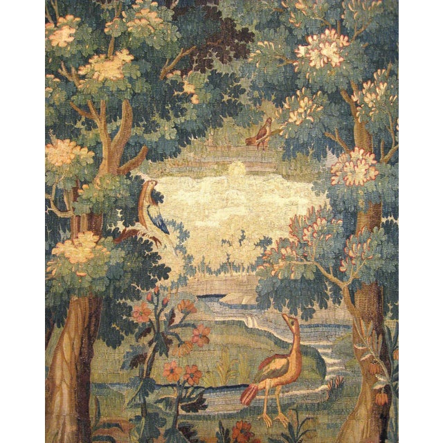 17th Century Flemish Verdure Landscape Tapestry, With an Exotic Bird by Lakeside For Sale - Image 4 of 6