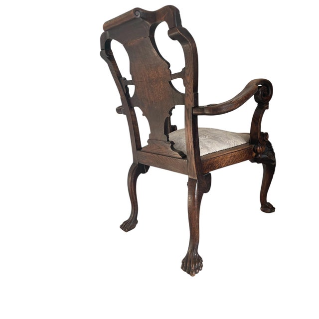Chippendale Desk Chair in Oak, 1880 For Sale - Image 4 of 8