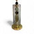 Italian Murano glass table lamp with a gold-tone brass base. It features decorative interior elements and a textured...