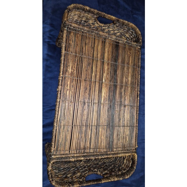 Vintage Organic Modern Scorched Bamboo & Woven Hyacinth Serving Tray Description Elevate your hosting presentation or...