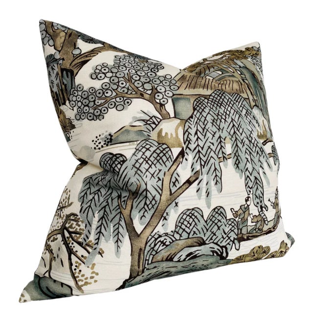 ⭐️ Ships Within 2 Days On the Front: Scenic Printed Fabric On the Back: Ivory Linen Fabric All pillow covers are sewn...