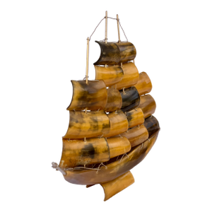 Italian Folk Art Horn and Brass Clipper Ship Model