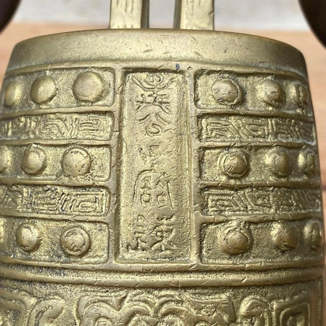 Metal Vintage Hong Kong Brass Tabletop Dinner Gong Bell For Sale - Image 7 of 13