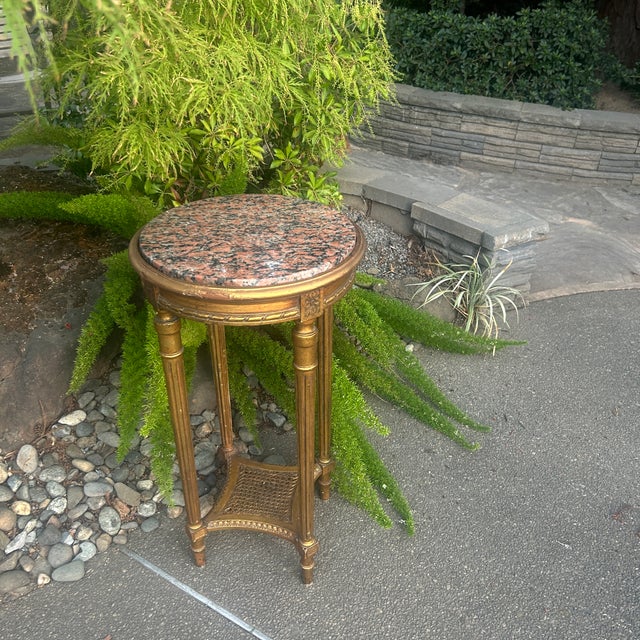 Antique French gold gilt Louis XVI style gueridon or side table. Perfect as a pedestal for a piece of sculpture, bronze or...