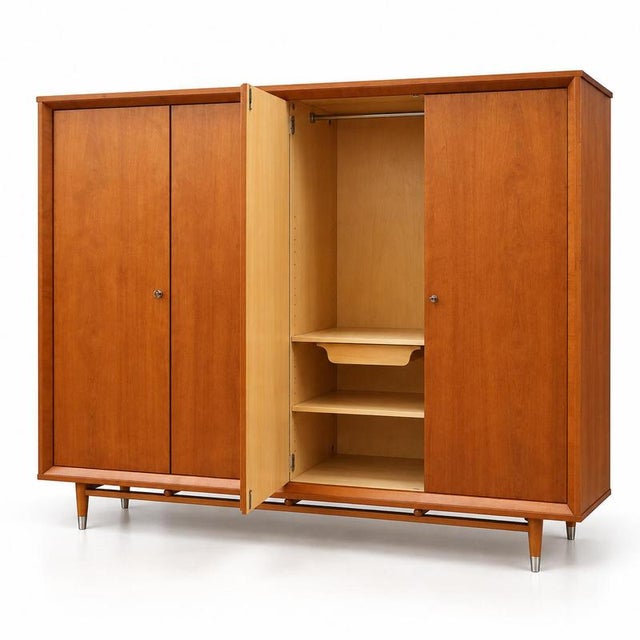 Large Mid-Century Teak Wardrobe, 1950s For Sale - Image 6 of 7