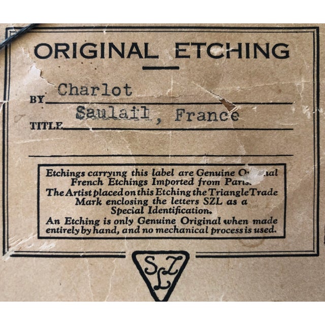 1910s French Hand Colored Aquatint Etching by Louis Charlot For Sale - Image 5 of 7